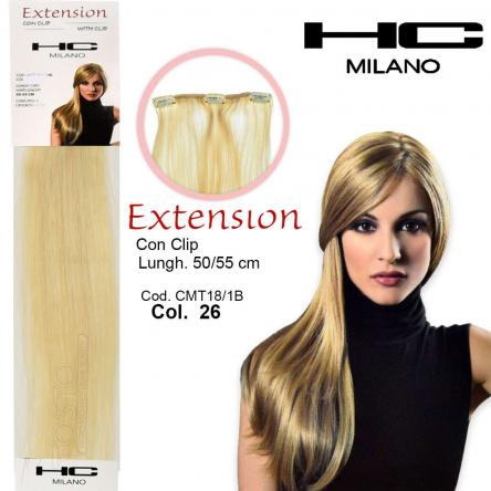 Hc milano extension 3 clip no remy largh.14-16cm lungh.50cm col.26 biondo ultrachiaro 11,0