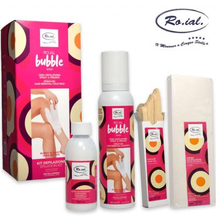 Kit cera depilatoria spray a freddo bubble wax burro di karite' pelli normali