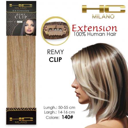 Hc milano capelli naturali 3 clip 1 striscia remy largh.14-16cm lungh.55cm col.140