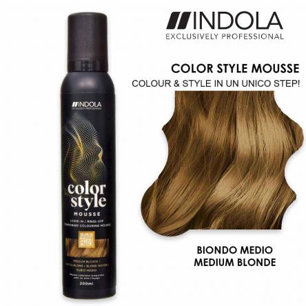 Indola color style mousse 200 ml biondo medio