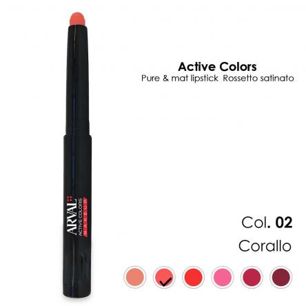 ARVAL Pure & mat lipstick n. 02 - corallo rossetto satinato - matitone
