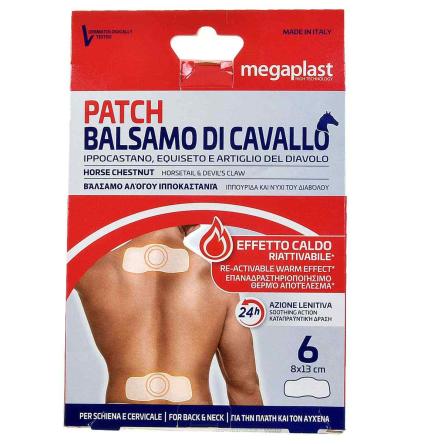 Megaplast balsamo di cavallo effetto caldo 6 patch 8 x 13 cm