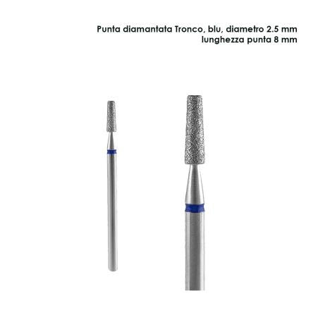 Staleks punta diamantata tronco, colore blu, diametero 2,5 mm l. punta 8 mm