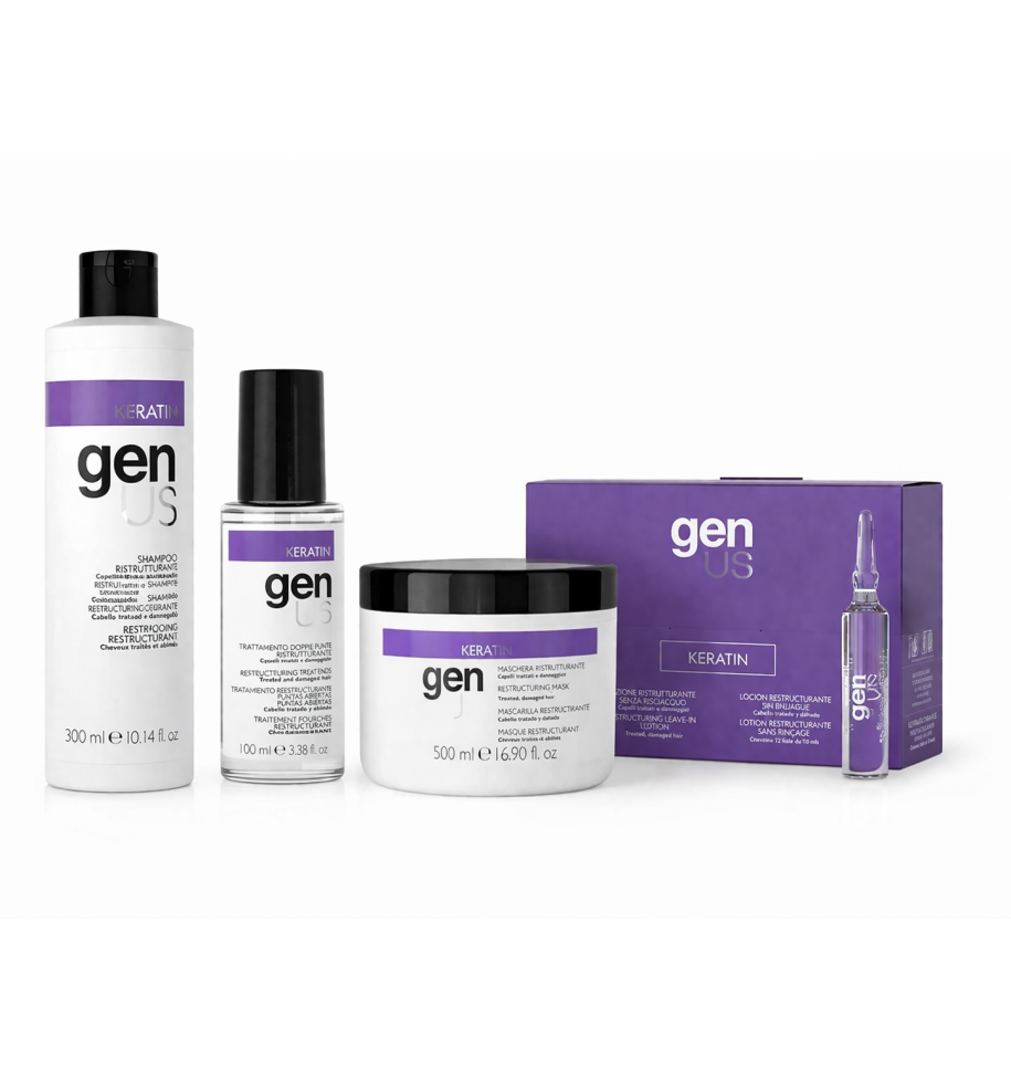 GENUS KIT KERATIN RISTRUTTURANTE CON FIALE SHAMPOO MASCHERA OLIO